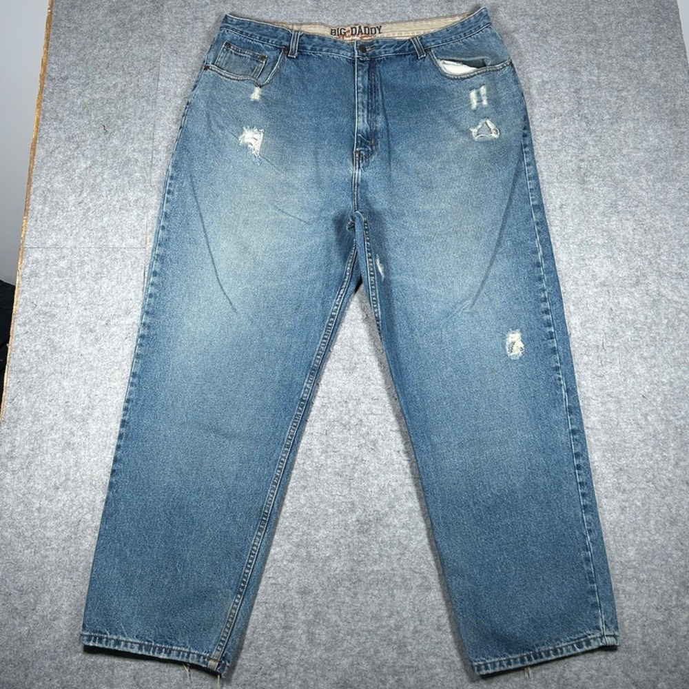 Big Daddy denim jeans Mens 44x32 Blue Distressed Baggy Y2K Hip Hop Skater